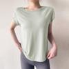 Camiseta deportiva de secado rápido para mujer, ropa de yoga, manga corta, fresca, transpirable, con costuras de malla, blusa holgada para adelgazar y fitness.
