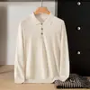 Suéter base casual de lã de malha fina com bolinhas coloridas estilo americano transfronteiriço masculino gola polo de malha com modelagem solta