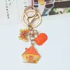 Chaveiro de Metal para Chave de Carro com Pingente de Cogumelo Fresco Casa Borboleta Pingente de Sacola de Presente Fofa Chaveiro