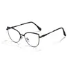 Nuevo Estilo de Celebridad de Internet Montura de Gafas de Lente Transparente Metal Retro Gafas Anti-Luz Azul Estilo Ojo de Gato Rostro Liso Gafas Fotocromáticas