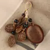 Nuevo colgante de frijol de paz estilo chino, colgante de madera de durazno estilo antiguo, colgante decorativo para collar y llavero