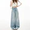 Jeans de pierna ancha rasgados estilo callejero para mujer, nueva colección primavera 2026, diseño de cintura alta, pantalones rectos holgados que estilizan