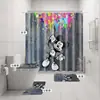 Venta caliente transfronteriza directo de fábrica Mickey estampado digital poliéster impermeable a prueba de moho cortina de ducha cortina de baño de cuatro piezas