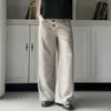 Pantalones anchos de botones con estampado de pata de gallo vintage para hombre, modernos y elegantes con un toque de alta gama, versátiles, estilo old money, pantalones largos sueltos y fluidos
