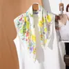 Pañuelo de seda de alta gama con estampado de libélula en estanque de lotos, pañuelo cuadrado de seda sintética, pañuelo versátil para el cuello, pañuelo cuadrado pequeño, pañuelo para la cabeza, pañuelo para mujer