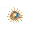 Colar, Brincos, Pulseira Acessórios Populares Transfronteiriços em Aço Inoxidável com Pingente de Sol e Lua que Pinga Óleo Design Retrô Francês