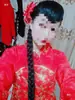 Danza Cuadrada, Danza Yangko, Trenzas de Flores Rojas, Actuación de Danza, Cabello Trenzado, Accesorios, Tocados, Trenzas Largas de Flores Rojas