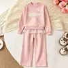 Conjunto de Dos Piezas para Niñas Baoxin Otoño e Invierno Estilo Europeo y Americano Dulce y Elegante Sudadera de Manga Larga con Encaje y Letras + Pantalones Largos