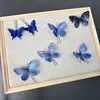 Acessório de cabeça para noiva de alta qualidade, azul, com borboleta tridimensional simulada, grampo de cabelo, acessório de cabelo para portrait de princesa, casamento