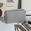 Bolsa de Cosméticos Seersucker Rayada Dopamina, Organizador de Viaje Portátil de Gran Capacidad, Neceser Resistente al Agua