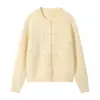Abrigo Suéter Floral Bordado Pesado Tridimensional Estilo Coreano, Nuevo Otoño e Invierno Dulce Juvenil Cuello Redondo Versátil Cardigan de Punto