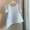 Top Irregular para Mujer, Diseño de Nicho de Alta Gama para Verano, Estilo Issey Miyake, Camiseta de Manga Corta Holgada Adelgazante Plisada de Alta Calidad