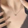 Collar de Plata de Ley S925 Chapado en Oro de 18K Anillos Entrelazados Llenos de Estrellas Estilo Nuevo de Alta Gama ins Lujo Ligero Nicho Cadena para Clavícula de Doble Anillo
