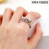 Anillo Abierto de Doble Bola de Diseño Único para Mujer, Acero de Titanio, No se Desvanece, Anillo Geométrico Minimalista, Accesorio Versátil de Moda