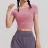 Roupas de ioga femininas verão justas emagrecimento umbigo exposto sexy manga curta camiseta corrida esportes treinamento profissional fitness top