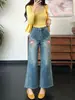 Jeans de mujer acampanados bordados estilo chino de alta resistencia, nuevo modelo de verano 2026, adelgazantes, versátiles, pantalones casuales de moda