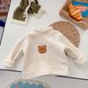 Camisetas Térmicas com Forro de Fleece Outono e Inverno para Bebês e Crianças Pequenas (0-3 Anos), Meninos e Meninas, Tops Quentinhos com Tema de Urso para Bebês, Roupas Infantis