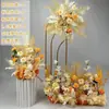 Novo estilo casamento grande estilo arranjo de chão flor simulação flor de seda produto acabado decoração arranjo de flor de eucalipto guia de caminho de palco T arte floral de casamento