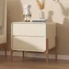 Mesa de cabeceira de luxo leve, pequena de madeira maciça, moderna minimalista simples, estilo italiano, armário de armazenamento de couro para quarto de casa