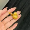 Pingente de Cabacinha Abridor-Fechador Banhado a Ouro 24K, Conserva a Cor, Escovado, Cravejado com Strass, Estilo Chinês Novo, Giratório, para Riqueza e Fortuna