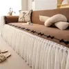 Tela de Cubierta para Sofá Estilo Retro Color Crema para Todas las Estaciones, Nuevo Modelo 2026, Chenilla Anti-Arañazos de Gato, Cojín Antideslizante Fijo para Sofá