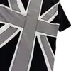 Y2K Punk Gótico Escuro Bordado Union Jack Retrô Americano High Street Gola Reversível Botão Moda Casual Camiseta