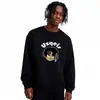 Moletom de Algodão Pesado para Casais, Corte Amplo, Gola Redonda, Pulôver sem Capuz, Versátil, Quente, Blusa Estampada para Outono e Inverno
