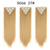 Atacado 22 polegadas 130g Conjunto de 7 peças Fibra Sintética Clip-in Apliques de Cabelo Peças de Cabelo Cabelo Liso Peças para Cobrir o Cabelo