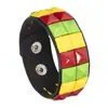 Estilo europeo y americano, inspirado en el punk, estilo callejero genial, temática de club nocturno, de color oscuro, pulsera con tachuelas cuadradas, un par de pulseras de combinación de cuero para parejas