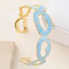Europa y Estados Unidos transfronterizo nuevo acero inoxidable gota de aceite pintado al óleo pulsera abierta exagerada para mujer chapado en oro de 18K pulsera venta al por mayor