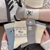 Calcetines Lindos de Cachorro Dachshund Azules, Grises y Blancos para Mujer, Calcetines Finos de Algodón Sin Costuras Hasta la Mitad de la Pantorrilla, Calcetines de Tela con Etiqueta Ins de Dibujos Animados Estilo Coreano de Moda