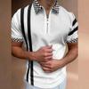 Camiseta de manga corta para hombre transfronteriza, impresión digital, camiseta de manga corta europea y americana, combinación de colores a rayas, polo, polo talla grande, comercio exterior