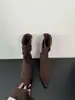 Botas Curtas de Salto Gatinho Estilo Francês para Mulheres, Elegantes e Emagrecem, Bico Fino, Botas com Salto Bloco, Camurça, Salto Fino, Botas de Cano Ajustado, Botas de Cano Médio