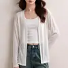 Cardigan tipo camiseta de manga larga para mujer, chaqueta fina de otoño, top de Tencel Lyocell con diseño de botones, camiseta básica casual para el día a día