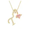 Collar de 26 Letras Tres en Uno Transfronterizo de Amazon para Mujer Dopamina Popular Estilo Europeo y Americano Collar con Colgante Chapado en Cobre y Oro