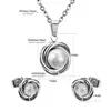 Set de Joyería de Bolas de Acero de Venta Caliente Europea y Americana Transfronterizo para Mujer Pendientes Geométricos Redondos Moda Juego de Collar Joyería de Acero Inoxidable