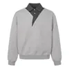 Sudadera ARES para Hombre con Escote en V Profundo, Diseño de Retazos a Cuadros, Falso Dos Piezas, Cuello Vuelta, Diseño Casual de Otoño para Hombre, Manga Larga Holgada