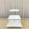 Plato de Frutas de Tres Niveles Plástico Estilo Europeo Pequeño Sala de Estar Hogareño Plato de Exhibición de Dulces y Bocadillos Bandeja para Pasteles Estante para Bocadillos Otros