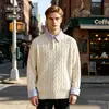 Suéter de punto trenzado a rayas de manga larga, estilo americano moderno, de comercio exterior transfronterizo, estilo "old money" para hombre