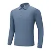 Camisa tipo Polo de manga larga de seda de hielo sin costuras para primavera y otoño, unisex, color liso, casual de negocios, cuello camisero, camiseta elástica, admite impresión de logotipo