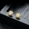 Brincos Cluster de Diamante Cheio de Novo Estilo Transfronteiriços para Homens, Modernos e Versáteis, Brincos de Flor de Íris em Forma de Cruz de Alto Padrão para Mulheres