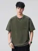 Ropa para Hombre Fengshe / Asut Camiseta de Manga Corta Lavada Estilo Americano con Bolsillo en el Pecho Estampada Peso Pesado 320g Corte Holgado para Hombre