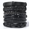 Pulseiras Masculinas Europeias e Americanas de Couro Trançado Transfronteiriças, Conjunto de Múltiplas Camadas, Pulseira de Caveira, Pulseira Personalizada