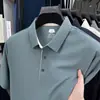 Camiseta de Manga Corta para Hombre 2026 Verano Color Sólido Casual de Negocios Cuello Campana Algodón Mercezado Camiseta de Manga Corta para Hombre para Hombres