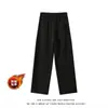 Calça de Moletom Grossa com Forro de Lã Estilo Americano de Perna Reta para Homens 2025, Solta Tendência Street Dance Hip-Hop Casual de Perna Larga