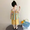 Conjunto de Correa Floral Colorida para Niñas 2026, Atuendo de Dos Piezas Delgado y Fresco con Estilo para Niños, Ropa de Verano de Moda para Bebés