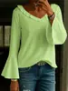2025 Novo Comércio Exterior Transfronteiriço Roupas Femininas Casual Manga Longa Decote V Regular Cor Sólida Multicolorido Tops Femininos Camisetas