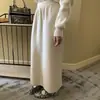 Temperamento elegante y suave~ Falda de color liso engrosada para mujer, estilo coreano, adelgazante, falda larga de caída de alta gama, falda midi de línea A