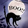 Pegatinas de pared de gato de Halloween para dormitorio, sala de estar, papel decorativo de PVC removible, mural de pelo de primera generación