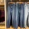 Calça Mágica Outono Jeans Feminino Modelagem Solta Calça Scimitar Scythe Lavada de Perna Larga Comprimento Total E479000